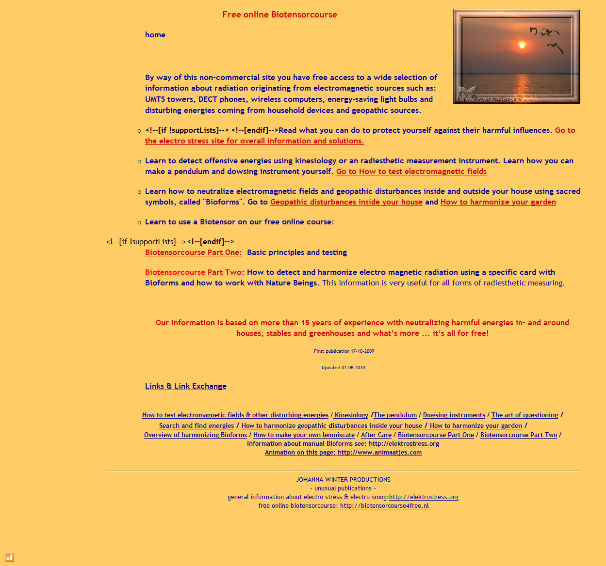 On
this non-commercial site you have acces to wide information about
radiation from electro magnetic sources, household devices and
geopathic disturbances